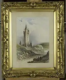 A framed picture showing the tower