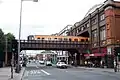 Train crossing Westland Row and entering the station building in 2003