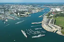 Aerial view of the harbour of Lorient