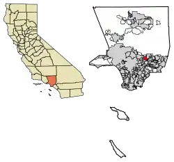 Location of Arcadia in Los Angeles County, California