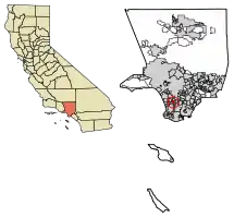 Location of Gardena in Los Angeles County, California