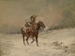 Prussian Cavalryman in the Snow, n.d., private collection