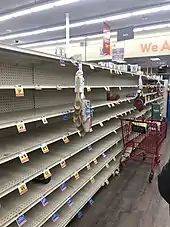  Empty supermarket shelves