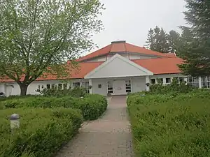 The main entrance to the church building