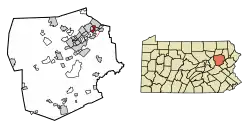 Location of Pittston in Luzerne County, Pennsylvania