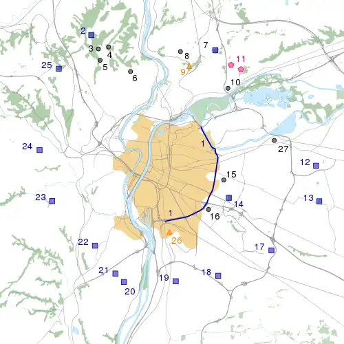 Map of the fortifications of the Séré de Rivières system