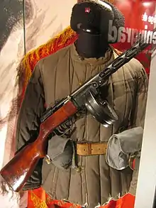 Soviet army uniform (1939-1945) with PPSh-41 submachine gun