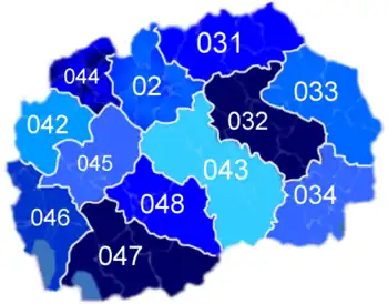 Macedonian area codes