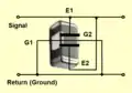 Circuit diagram of a X2Y capacitor in a decoupling circuit