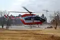 An Emergency Service EC145 helicopter landing in Kyiv