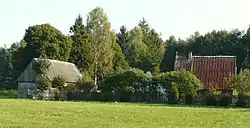 Farm outside Przyłęk with a satellite dish