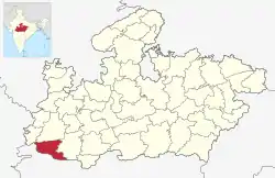 Location of Barwani district in Madhya Pradesh