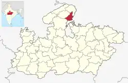 Location of Datia district in Madhya Pradesh