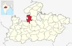 Location of Guna district in Madhya Pradesh