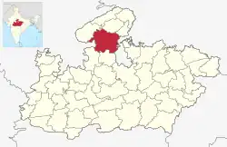 Location of Shivpuri district in Madhya Pradesh