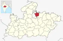 Location of Tikamgarh district in Madhya Pradesh