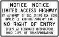 Limited Access Highway Notice Sign (R26-H1)