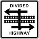 Divided highway transit rail crossing