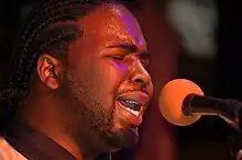 Marquise Knox performing at the Blues Masters at the Crossroads concert in Salina, Kansas in October 2011