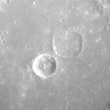 Crater interior, showing a fresh crater and a ghost crater