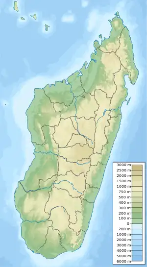 Map showing the location of Analamazaotra National Park