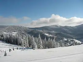 Landscape of the neighbouring Harghita Mountains