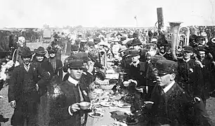 Residents of Madera celebrate the completion of the "world's longest lumber flume" on October 27, 1900.