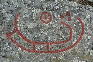 Solar boat petroglyph, Madsebakke at Bornholm, Denmark.