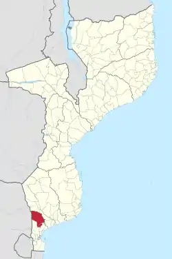 Magude District on the map of Mozambique