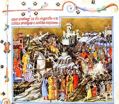 Chronicon Pictum, Hungarian, conquest, Carpathian Basin, Scythian, Árpád, Álmos, medieval, chronicle, book, illumination, illustration, history