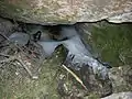 Pockets of ice can be found under the boulders even in the heat of July.