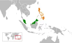 Map indicating locations of Malaysia and Philippines