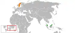 Map indicating locations of Malaysia and Sweden