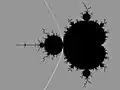 External rays for angles of the form  :   n / ( 22 - 1) (1/3, 2/3) landing on the point c= - 3/4, which is root point of period 2 component