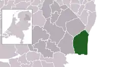 Highlighted position of Emmen in a municipal map of Drenthe