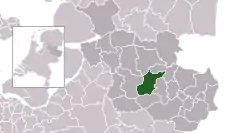 Highlighted position of Hellendoorn in a municipal map of Overijssel