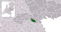 Highlighted position of Wijchen in a municipal map of Gelderland