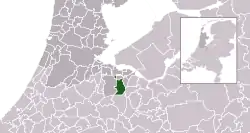 Highlighted position of Hilversum in a municipal map of North Holland