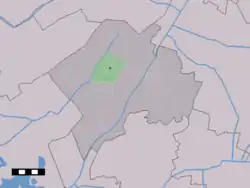 The village centre (dark green) and the statistical district (light green) of Wapse in the municipality of Westerveld.