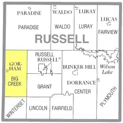 Location of Big Creek Township in Russell County