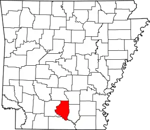 Map of Arkansas highlighting Calhoun County