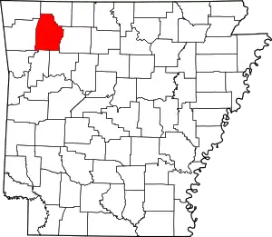 Map of Arkansas highlighting Madison County