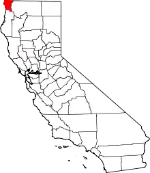 State map highlighting Del Norte County