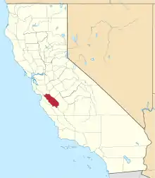 State map highlighting San Benito County