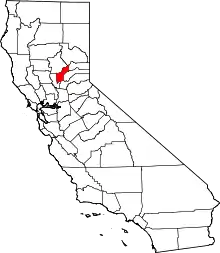 State map highlighting Yuba County