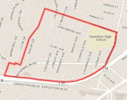 Map showing the boundaries of Castle Heights