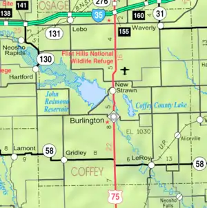 KDOT map of Coffey County (legend)