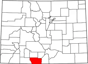 State map highlighting Conejos County