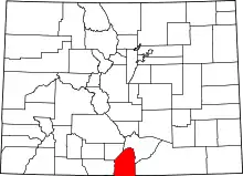 State map highlighting Costilla County