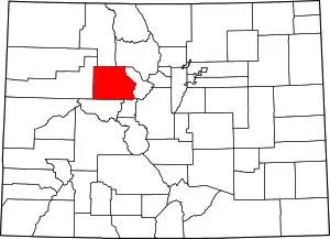 State map highlighting Eagle County